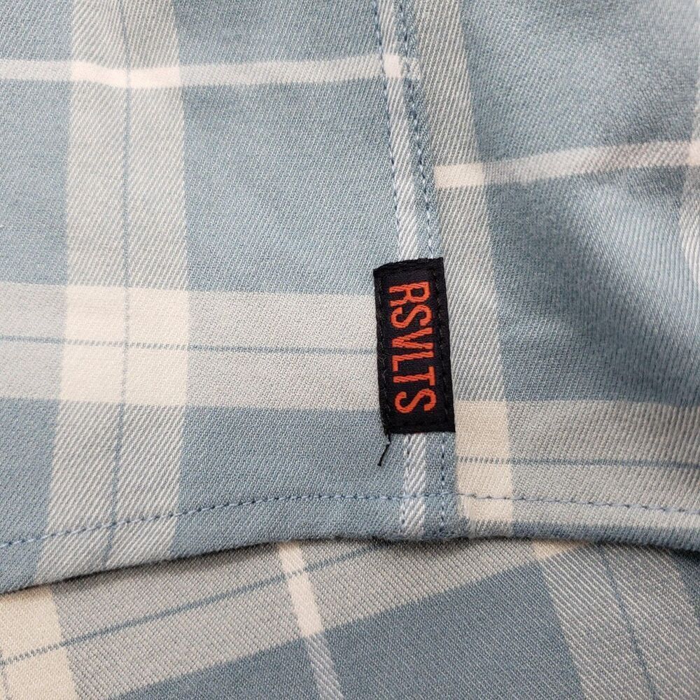 RSVLTS Shirt Men XL Blue Cream Plaid Borland Flannels Button Down Long Sleeve - Picture 8 of 11